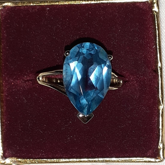 10K SOLID GOLD RING(BLUE TOPAZ 8MM×11MM) - Picture 4 of 4